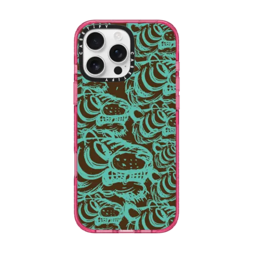 Multi Turquoise Sketch Tiger | iPhone 16 Pro Max / Impact Case MagSafe Compatible / Pink Fizz | Image 1