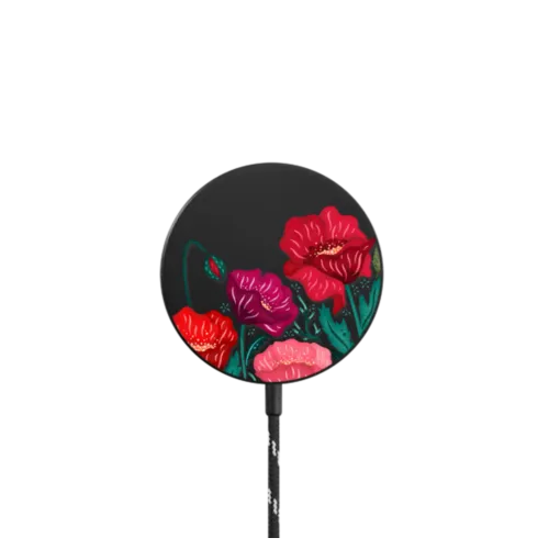 Poppies |   / PowerThru Magnetic Wireless Charger MagSafe Compatible / Black | Image 1
