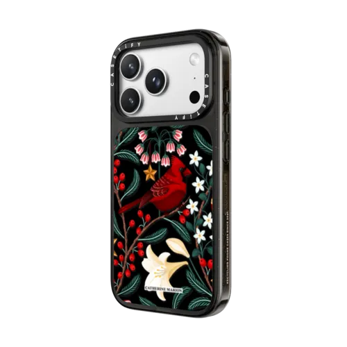 Cardinal at Christmas | iPhone 18 Pro Max / Impact Case MagSafe Compatible - Glossy / Glossy Black | Image 2