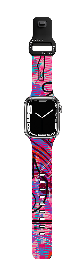 RM Pink Pattern | Apple Watch Series 7-9 (45mm) / Impact Band / Black | Image 1