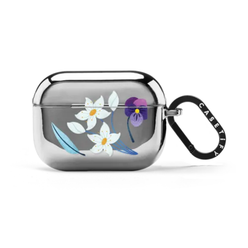Dainty Flowers | AirPods Pro 2 / Earbuds Mirror Case / Silver | Image 1