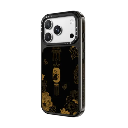 Yellow flowers black Case | iPhone 18 Pro Max / Impact Case MagSafe Compatible - Glossy / Glossy Black | Image 2