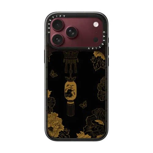 Yellow flowers black Case | iPhone 18 Pro Max / Impact Case MagSafe Compatible - Glossy / Glossy Black | Image 1