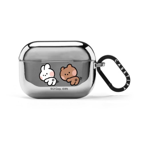 conini and bnini Sticker AirPods Case | AirPods Pro 2 / Earbuds Mirror Case / Silver | Image 1