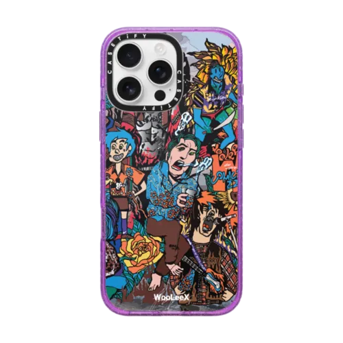 WLX Comics-Mens | iPhone 16 Pro Max / Impact Case MagSafe Compatible / Glitter Purple | Image 1