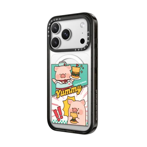 BURGERS COMIC BY LULU THE PIGGY | iPhone 17 Pro Max / Impact Case MagSafe Compatible / Black | Image 2