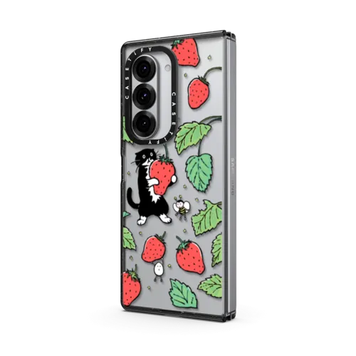 Strawberry and Mo | Galaxy Z Fold6 / Impact Case / Black | Image 2