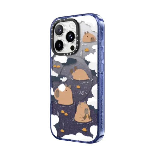 Floating Capybara | iPhone 16 Pro Max / Impact Case MagSafe Compatible / Glitter Indigo | Image 2