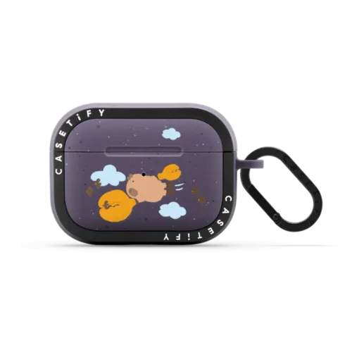 Flying Capybara | AirPods Pro 2 / Earbuds Bounce Case / Matte Deep Purple | Image 1