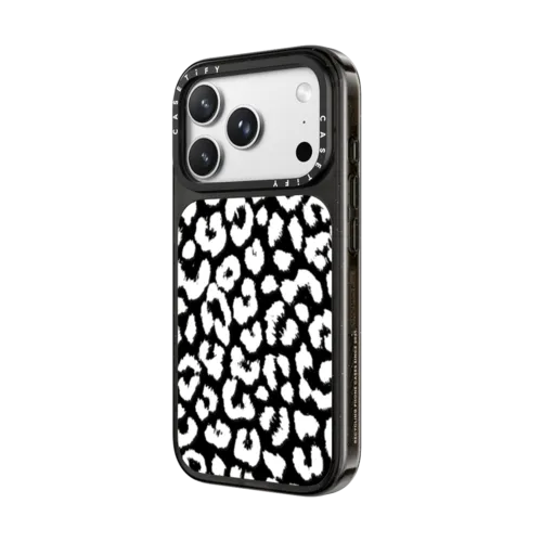 White Transparent Leopard Animal Print | iPhone 18 Pro Max / Impact Case MagSafe Compatible - Glossy / Glossy Black | Image 2