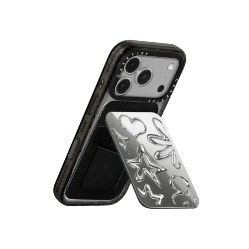 Chrome Doodles | Snappy Cardholder Stand / Snappy Mirror Cardholder Stand MagSafe Compatible / Silver | Image 3