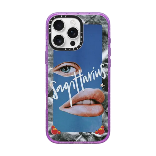 Sagittarius | iPhone 16 Pro Max / Impact Case MagSafe Compatible / Glitter Purple | Image 1