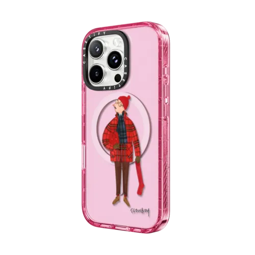 Slowboy in holiday tartan | iPhone 16 Pro Max / Impact Case MagSafe Compatible / Pink Fizz | Image 2