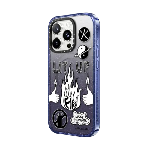 5 Elements : FIRE | iPhone 16 Pro Max / Impact Case MagSafe Compatible / Glitter Indigo | Image 2