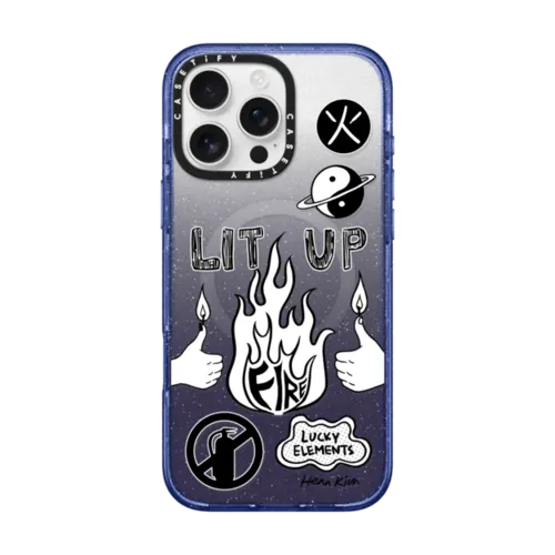 5 Elements : FIRE | iPhone 16 Pro Max / Impact Case MagSafe Compatible / Glitter Indigo | Image 1