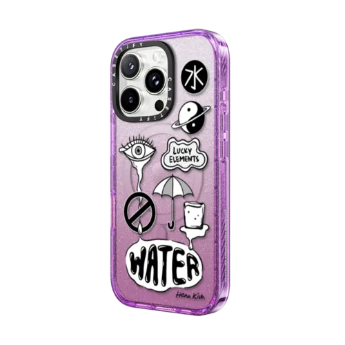 5 Elements : WATER | iPhone 16 Pro Max / Impact Case MagSafe Compatible / Glitter Purple | Image 2