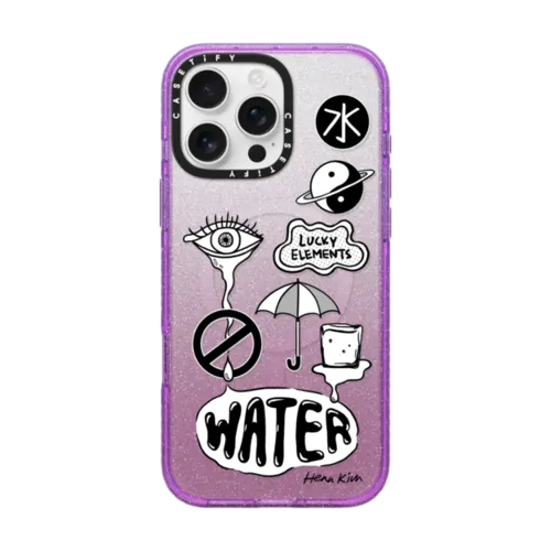 5 Elements : WATER | iPhone 16 Pro Max / Impact Case MagSafe Compatible / Glitter Purple | Image 1