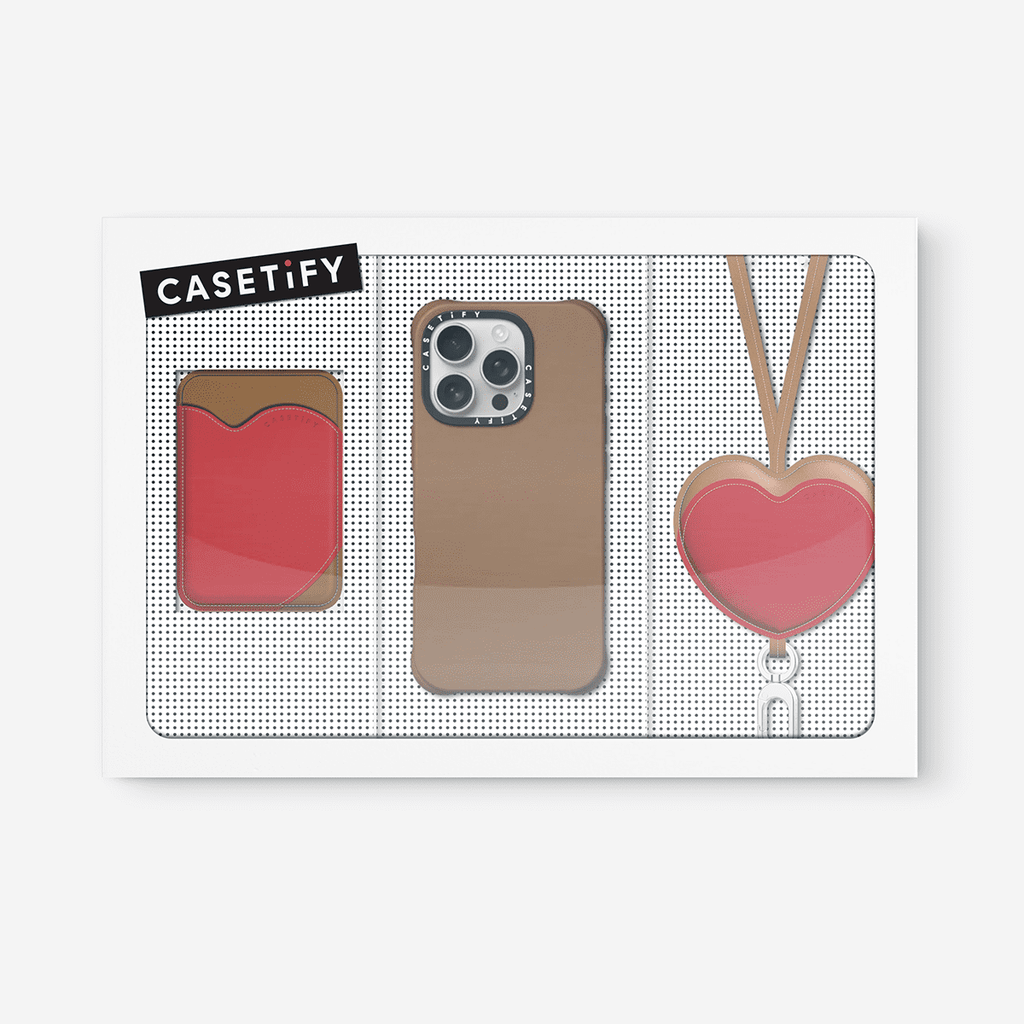 3-in-1 BioVeg Set- iPhone 16 Pro Max (Tan) & Heart Wallet (Tan) & Heart Cross-body Strap (Tan)