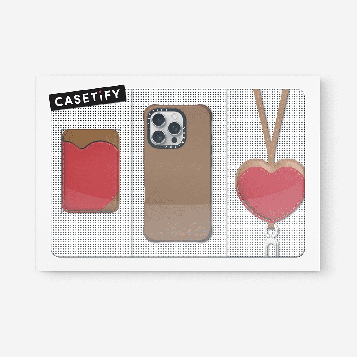 3-in-1 BioVeg Set- iPhone 16 Pro Max (Tan) & Heart Wallet (Tan) & Heart Cross-body Strap (Tan)