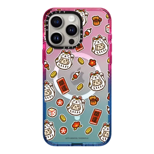 PP Baby Lucky Cat Sticker Case | iPhone 15 Pro Max / Impact Case MagSafe Compatible / Cotton Candy | Image 1