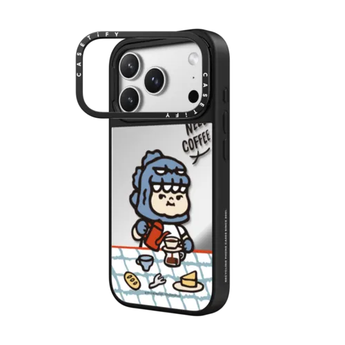PP Baby You Need Coffee Case | iPhone 17 Pro Max / Mirror Ring Stand Case MagSafe Compatible / Silver on Black | Image 2