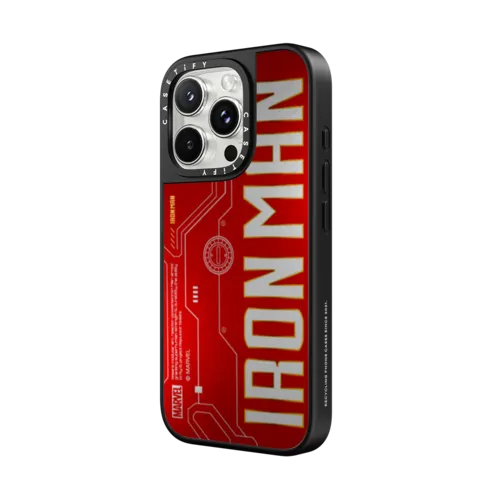 Iron Man Logo Case | iPhone 16 Pro Max / Mirror Case MagSafe Compatible / Silver on Black | Image 2