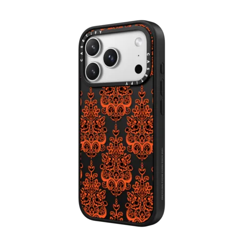 Halloween damask ikat transparent | iPhone 17 Pro Max / Impact Case MagSafe Compatible / Matte Black | Image 2