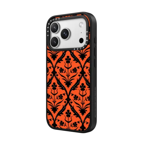Halloween trellis ikat | iPhone 17 Pro Max / Impact Case MagSafe Compatible / Matte Black | Image 2
