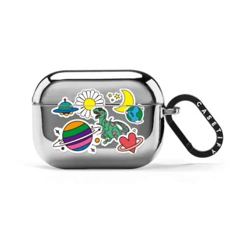 Universe Sticker AirPods Case | AirPods Pro 2 / Earbuds Mirror Case / Silver | Image 1