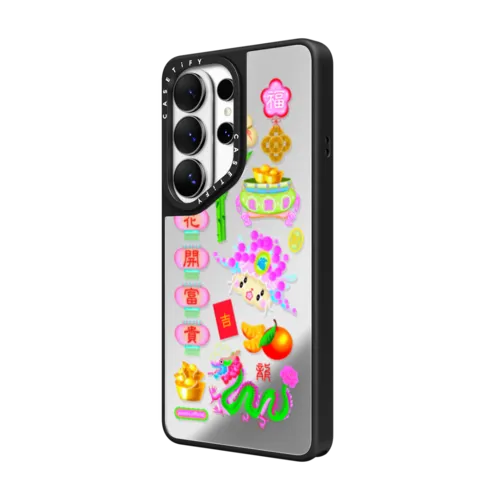 Blooming Fortune | Galaxy S26 Ultra / Mirror Magnetic Case / Silver on Black | Image 2