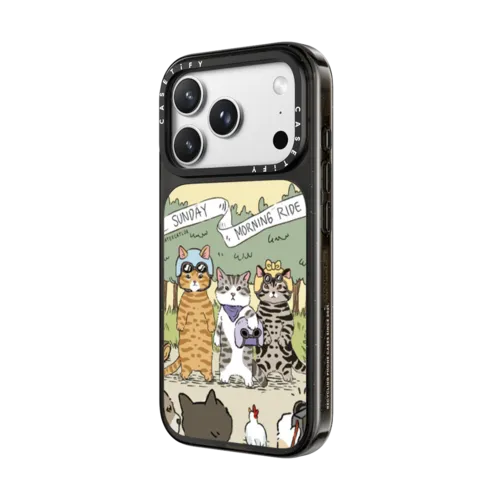 Cats Sunday Morning Ride | iPhone 18 Pro Max / Impact Case MagSafe Compatible - Glossy / Glossy Black | Image 2