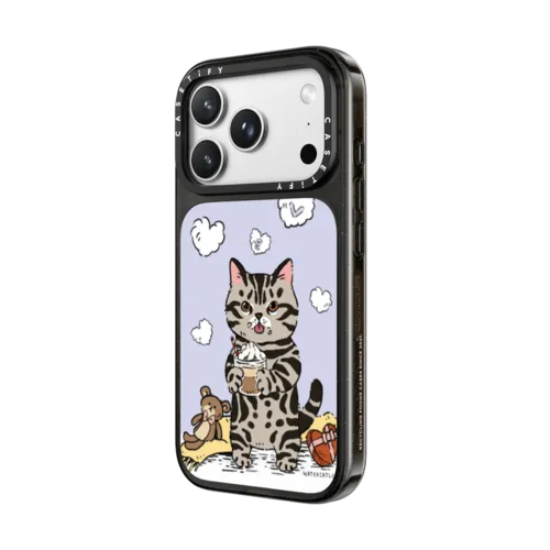 Cat Lilac Love | iPhone 18 Pro Max / Impact Case MagSafe Compatible - Glossy / Glossy Black | Image 2