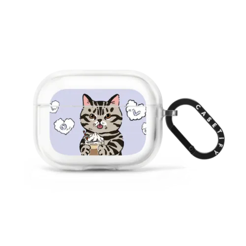 Cat Lilac Love | AirPods Pro 2 / Earbuds Impact Case / Frost | Image 1