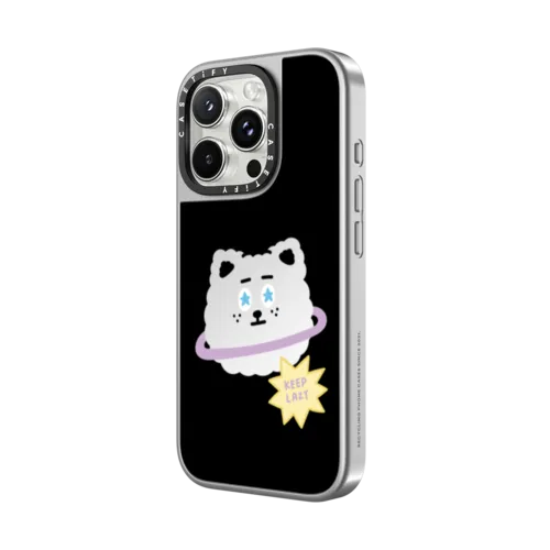 Shelly Bear Planet | iPhone 16 Pro Max / Mirror Case MagSafe Compatible / Silver on Silver | Image 2