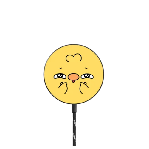 Birb Face |   / PowerThru Magnetic Wireless Charger MagSafe Compatible / Black | Image 1