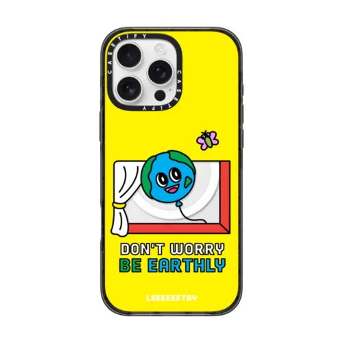 DON'T WORRY BE EARTHLY | iPhone 16 Pro Max / Impact Case MagSafe Compatible / Black | Image 1