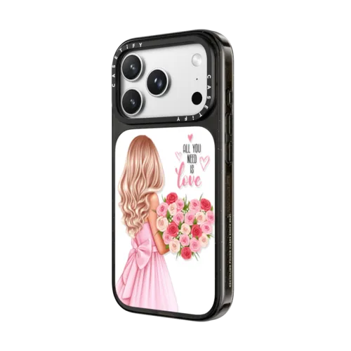 Lady with flowers (blonde) | iPhone 18 Pro Max / Impact Case MagSafe Compatible - Glossy / Glossy Black | Image 2