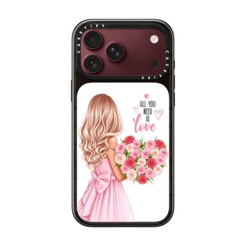 Lady with flowers (blonde) | iPhone 18 Pro Max / Impact Case MagSafe Compatible - Glossy / Glossy Black | Image 1