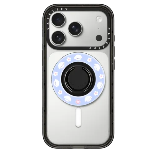 Bichon Bibo Dog Flower | Snappy Ring Holder / Snappy Mirror Ring Holder MagSafe Compatible / Silver | Image 1
