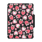 Bichon Bibo Dog and Strawberry Bow Pattern | iPad Air (4th/5th gen) / iPad Impact Folio Case / Black | Image 1