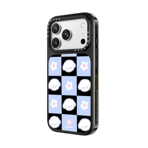Bichon Bibo Dog Pastel Checker with Flower | iPhone 18 Pro / Impact Case MagSafe Compatible - Glossy / Glossy Black | Image 2