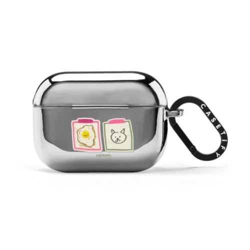 Egg Cat | AirPods Pro 2 / Earbuds Mirror Case / Silver | Image 1