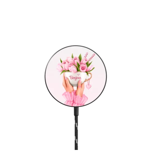 Floral coffee |   / PowerThru Magnetic Wireless Charger MagSafe Compatible / Black | Image 1