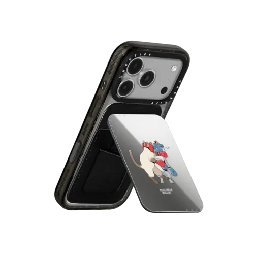 Fighting Cat | Snappy Cardholder Stand / Snappy Mirror Cardholder Stand MagSafe Compatible / Silver | Image 3