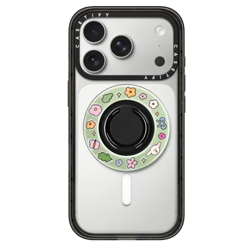 Floral Nikioooo | Snappy Ring Holder / Snappy Mirror Ring Holder MagSafe Compatible / Silver | Image 1