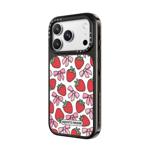 Strawberry Bows | iPhone 18 Pro Max / Impact Case MagSafe Compatible - Glossy / Glossy Black | Image 2