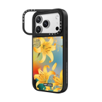 Yellow Lilies Case - Mirror Case Edition | iPhone 17 Pro Max / Mirror Ring Stand Case MagSafe Compatible / Silver on Black | Image 2