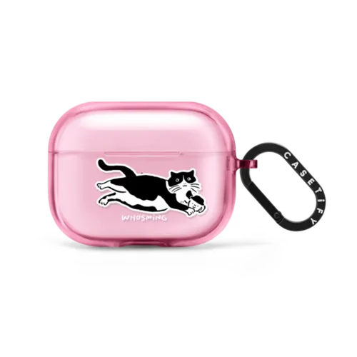CAT LOVES COFFEE | AirPods Pro 2 / Earbuds Impact Case / Pink Fizz | Image 1