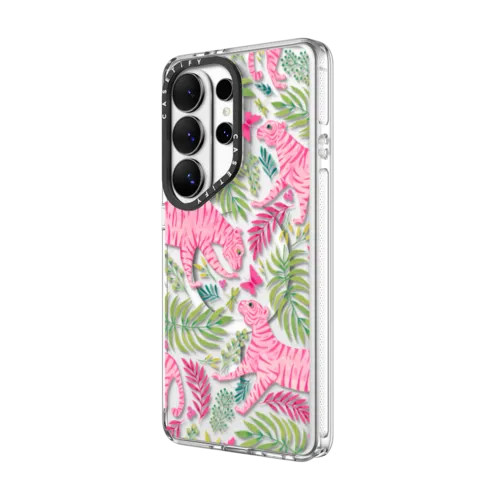 Pink Tigers by Grace Andersson | Galaxy S26 Ultra / Impact Clear Magnetic Case / Clear | Image 2