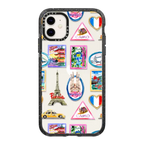 Vintage Luggage Stickers | iPhone 11 / Impact Case / Black | Image 1